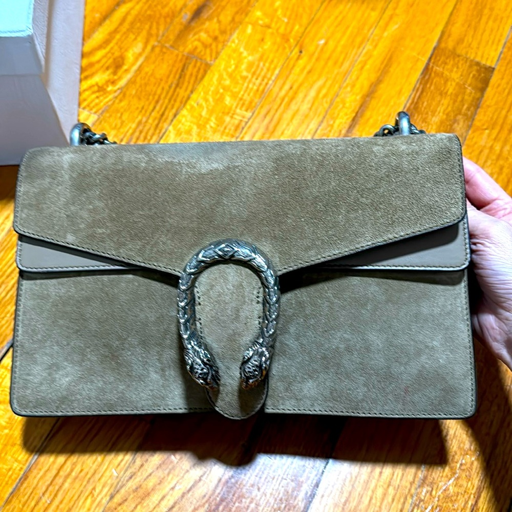 Gucci Suede Small Dionysus Shoulder Bag Taupe